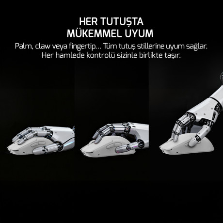 GAMEPOWER RADUS Beyaz 12.000DPI Triple Mode (Kablolu/Bluetooth/2.4G) Gaming Mouse